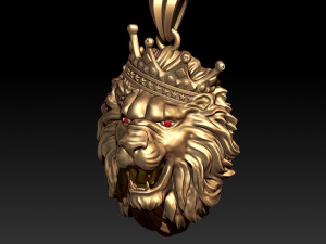 Lion necklace with crown eye gem Modello di stampa 3D