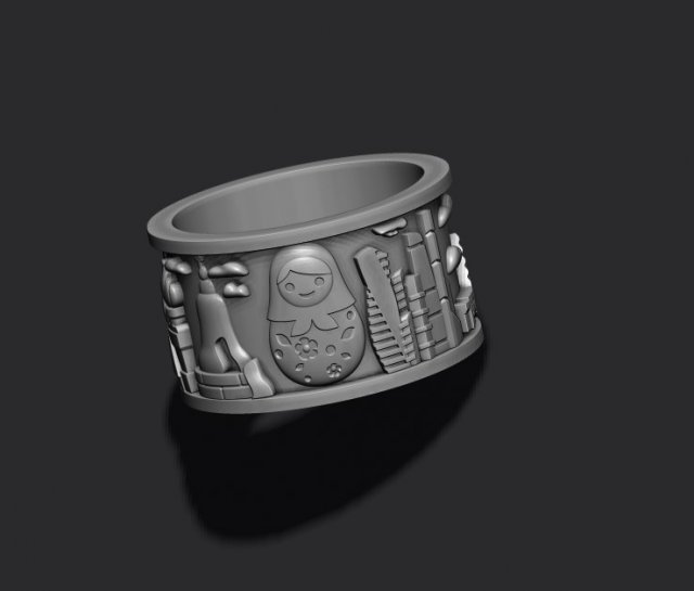 Russia ring Modelo de Impressão 3D .c4d .max .obj .3ds .fbx .stl .blend 