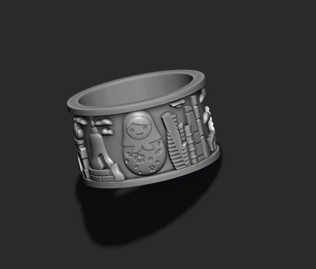 Russia ring 3D Print Model .c4d .max .obj .3ds .fbx .stl .blend 