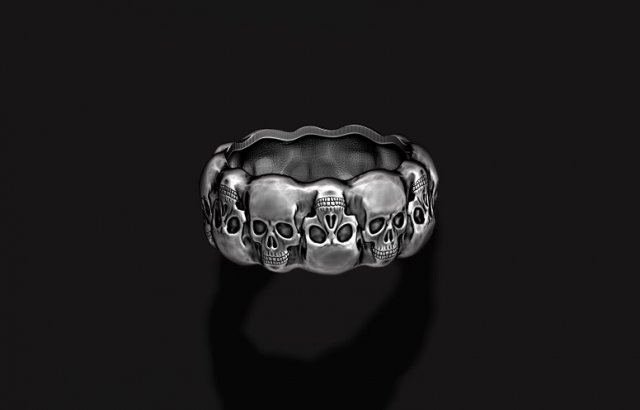 Skull ring 3D Принт Модель .c4d .max .obj .3ds .fbx .stl .blend 