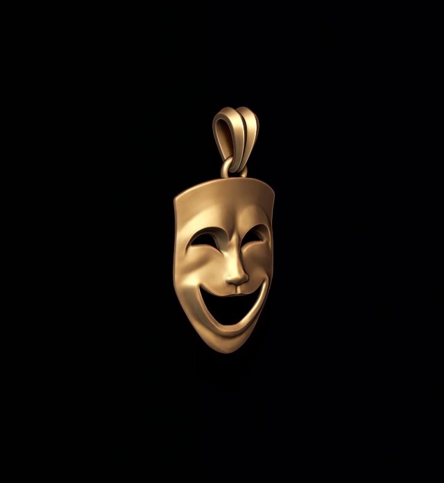 Comedy mask pendant 3D Print Model .c4d .max .obj .3ds .fbx .stl .blend 