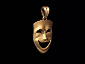 Comedy mask pendant 3D Print Model