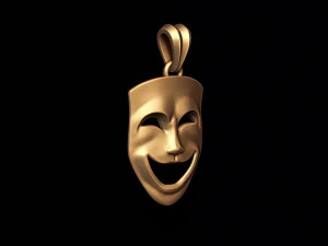 コメディマスクペンダント 3Dプリントモデル