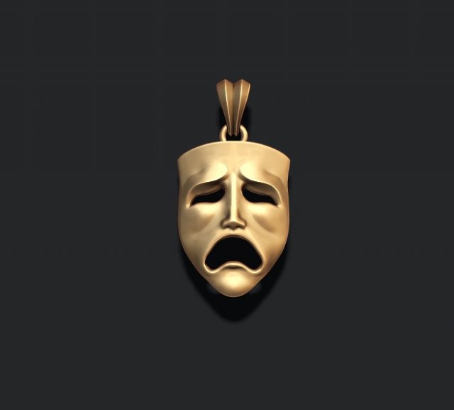 Tragedy mask pendant Modello di stampa 3D .c4d .max .obj .3ds .fbx .stl .blend 