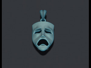 Tragedy mask pendant Modello di stampa 3D