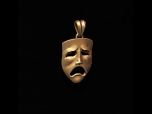 Tragedy mask pendant Modello di stampa 3D