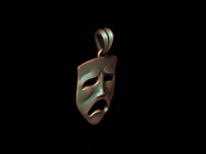 Tragedy mask pendant Modello di stampa 3D