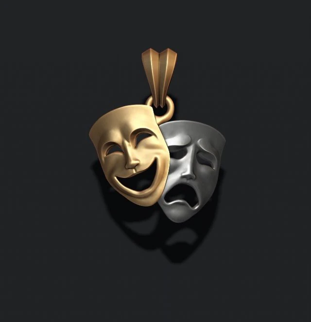 Comedy and tragedy masks pendant 3D Print Model .c4d .max .obj .3ds .fbx .stl .blend 