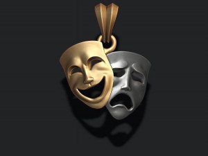 Comedy and tragedy masks pendant 3D प्रिंट मॉडल