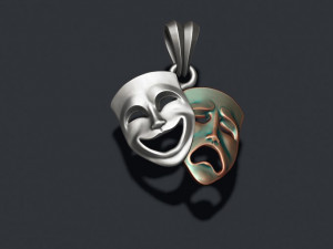 Comedy and tragedy masks pendant 3D Print Model