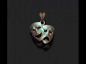 Comedy and tragedy masks pendant 3D Print Model