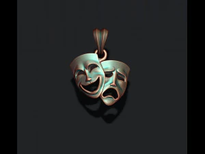 Comedy and tragedy masks pendant 3D Print Model