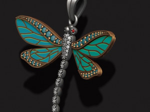 Dragonfly pendant with gems Modelo de impresión 3D
