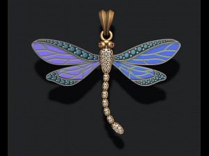 Dragonfly pendant with gems 3D 프린트 모델