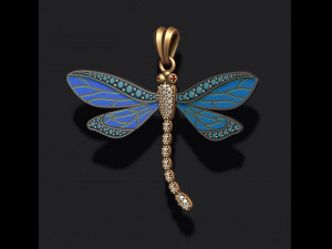 Dragonfly pendant with gems 3D 프린트 모델