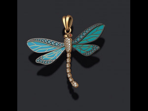 Dragonfly pendant with gems 3D 프린트 모델