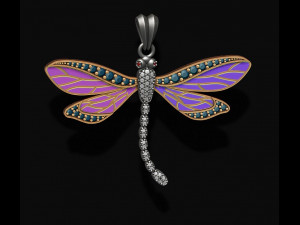 Dragonfly pendant with gems 3D 프린트 모델