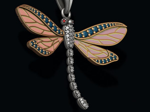 Dragonfly pendant with gems 3D 프린트 모델