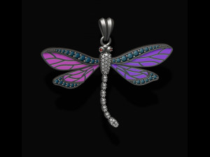 Dragonfly pendant with gems 3D 프린트 모델