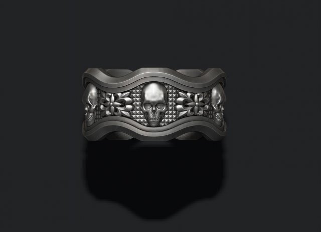 Skull ring 3D Baskı Modeli .c4d .max .obj .3ds .fbx .stl .blend 