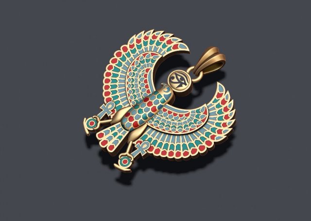 Egyptian Horus Falcon God enamel pendant 3D Print Model .c4d .max .obj .3ds .fbx .stl .blend 