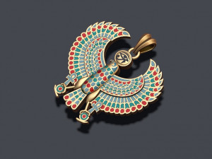 Egyptian Horus Falcon God enamel pendant 3D Print Model
