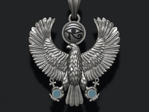 Egyptian Horus Falcon God pendant realistic 3D printmodel