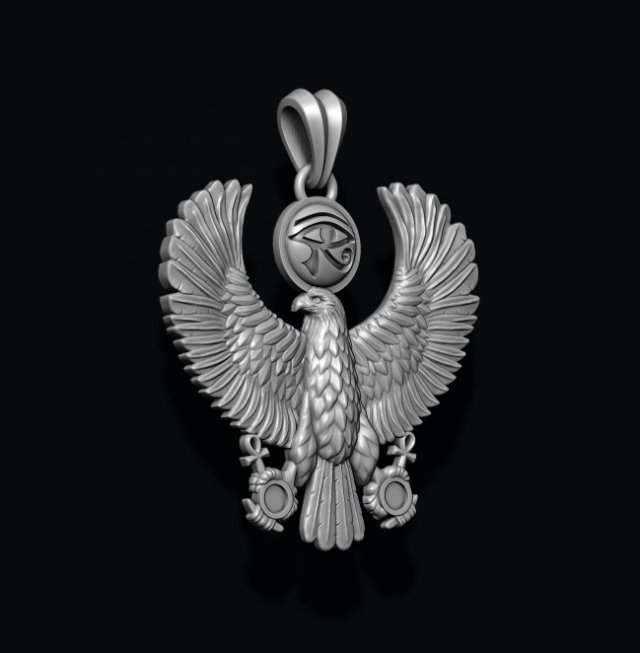 Egyptian Horus Falcon God pendant realistic 3D printmodel .c4d .max .obj .3ds .fbx .stl .blend