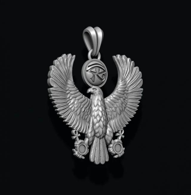 Egyptian Horus Falcon God pendant realistic 3D Print Model .c4d .max .obj .3ds .fbx .stl .blend 