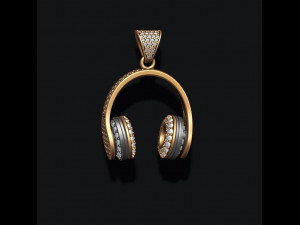 Headphones pendant with gems 3D प्रिंट मॉडल