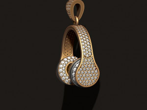 Headphones pendant with gems 3D-printmodel