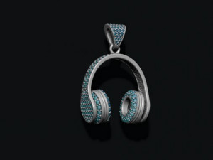 Headphones pendant with gems 3D प्रिंट मॉडल