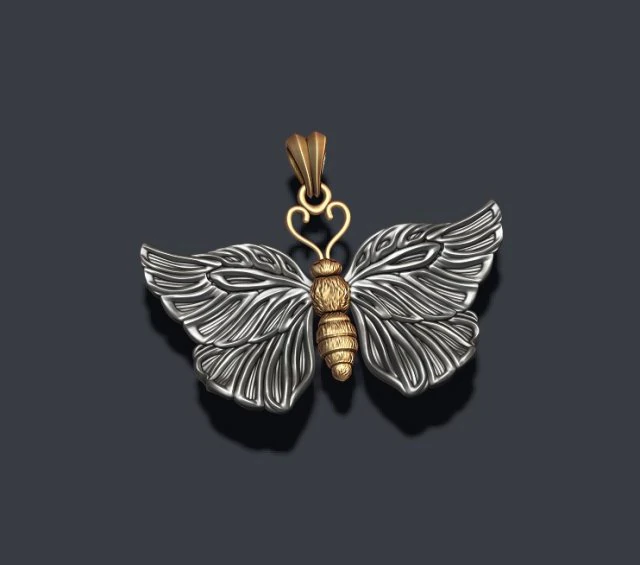 Butterfly pendant 3D Print Model .c4d .max .obj .3ds .fbx .stl .blend