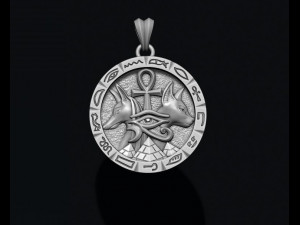 Anubis Bastet pendant 3Dプリントモデル