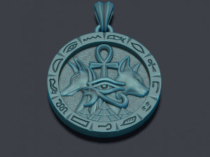Anubis Bastet pendant 3Dプリントモデル