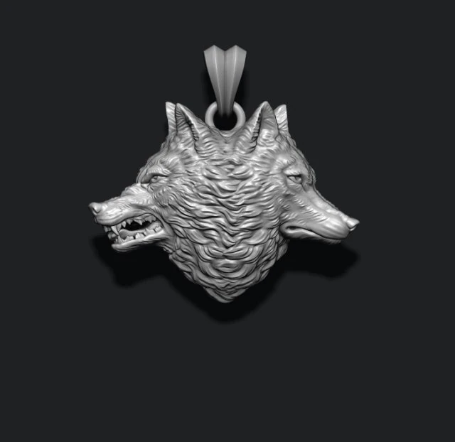 Wolf heads pendant 3D Print Model .c4d .max .obj .3ds .fbx .stl .blend 