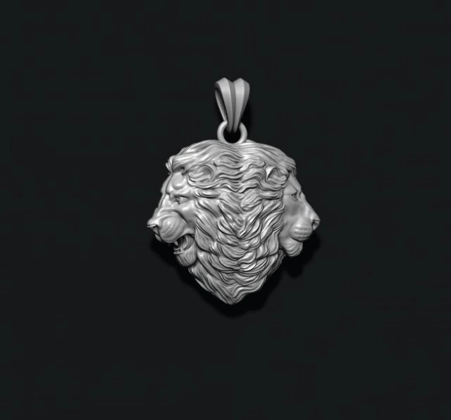 Lion heads pendant 3D Print Model .c4d .max .obj .3ds .fbx .stl .blend 