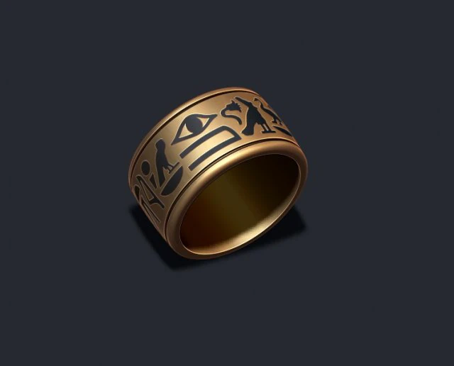 Egyptian symbols ring 3D Print Model .c4d .max .obj .3ds .fbx .stl .blend 