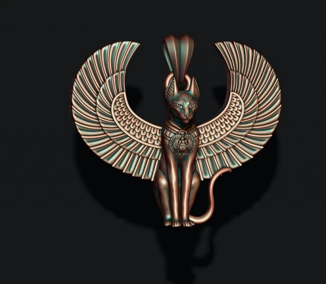 Egyptian God cat Bastet pendant 3D Print Model .c4d .max .obj .3ds .fbx .stl .blend 