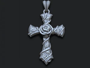 गुलाब क्रॉस पेंडेंट 3D प्रिंट मॉडल