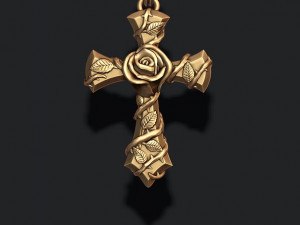 Rose cross pendant Modèles 3D en vedette