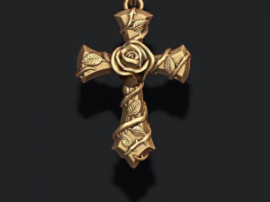 Rose cross pendant 3D Print Model