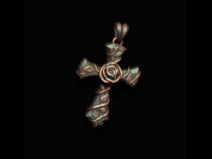 Rose cross pendant 3D Print Model