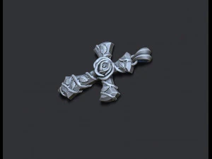 Rose cross pendant 3D Print Model