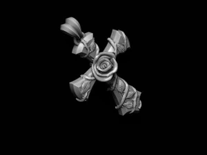 Rose cross pendant 3D Print Model