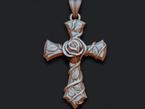 Rose cross pendant Modèles 3D en vedette