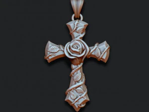 Rose cross pendant 3D Print Model