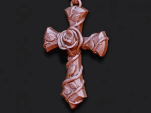 Rose cross pendant 3D Print Model