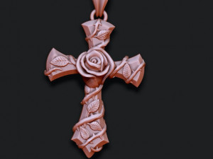 Rose cross pendant Modèles 3D en vedette