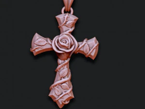 Rose cross pendant 3D Print Model